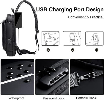 Anti-Theft Sling Bag with USB Charging Port